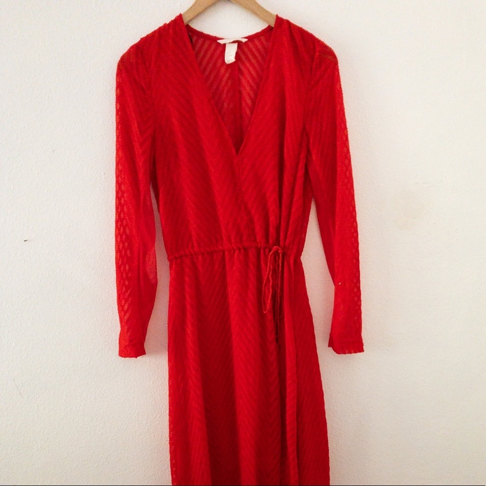 Textured maxi dress in Orange/Red